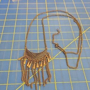 Pewter Gold Fringe 36" + 3" extention Necklace